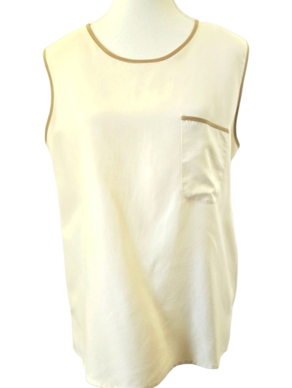 Elegant Pursuits Cream Silk Blouse Women’s Medium 100% Silk Sleeveless Tank Top